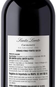 Vinho Fino Tinto Chileno Santa Loreto Varietal Carmenere 750ml
