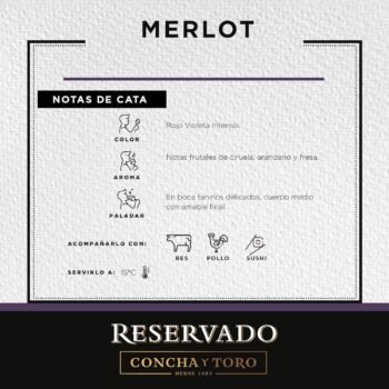 Reservado, Concha y Toro Merlot, 750ml